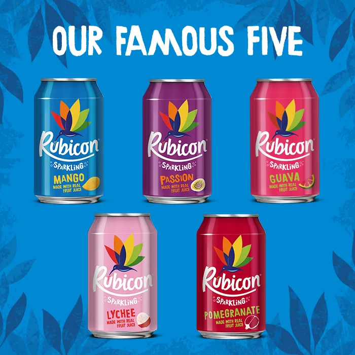 Rubicon social post showing five cans